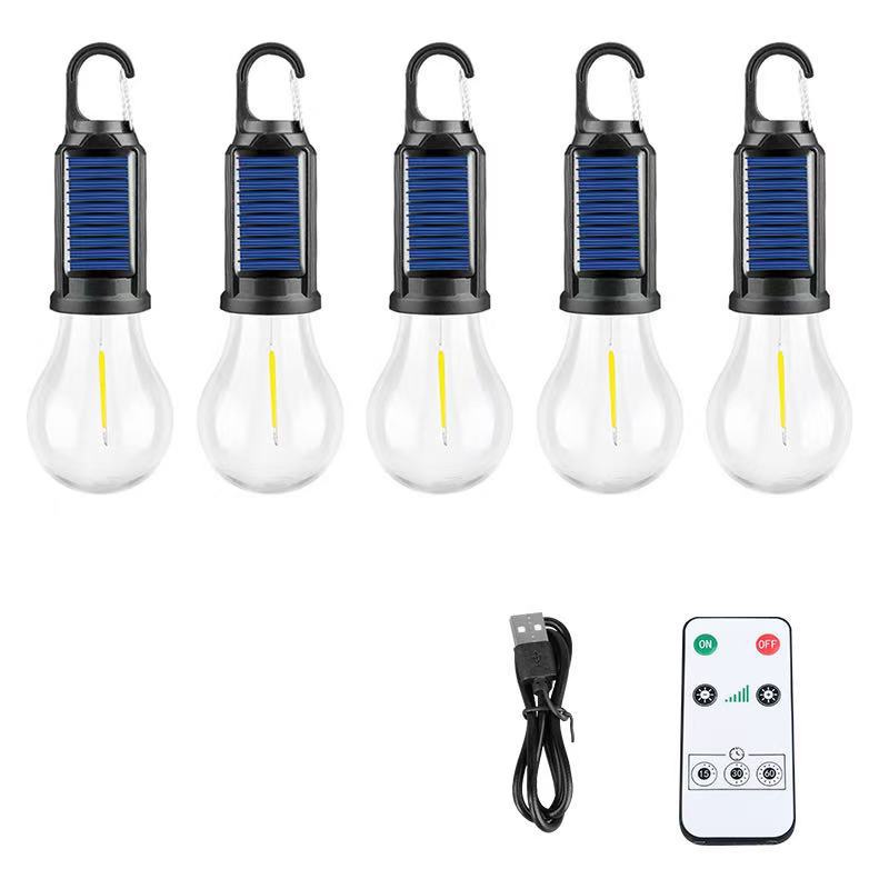 Solar Outdoor Warm Industrial Light Bulb Garland